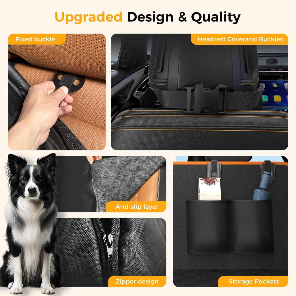 Pet Car Hammock Multi-Functional Pet Car Hammock for Back Seat Dogs Cars SUVs Trucks Waterproof Protector Best 2026