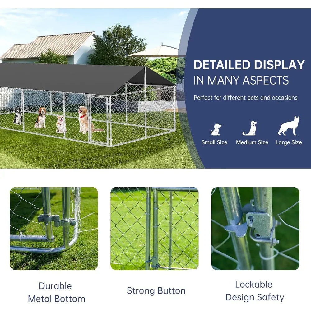 Outdoor Dog Enclosure: Heavy Duty Mesh Kennel House with Secure Lock