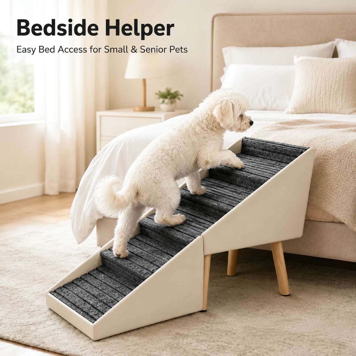 6 Step Dog Stairs Pet Ramp for Bed and Sofa Foldable Ottoman Non Slip Steps for Small Medium Large Dogs Indoor Furniture Access