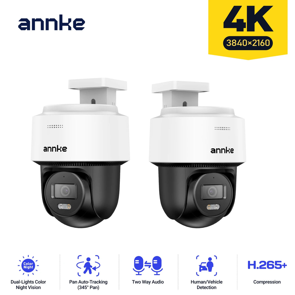 ANNKE 4K PoE PT Security Camera 2.8 mm Smart Dual Light Color Night Vision Auto-tracking ,Two-way voice ,8MP CCTV Camera ,ONVIF