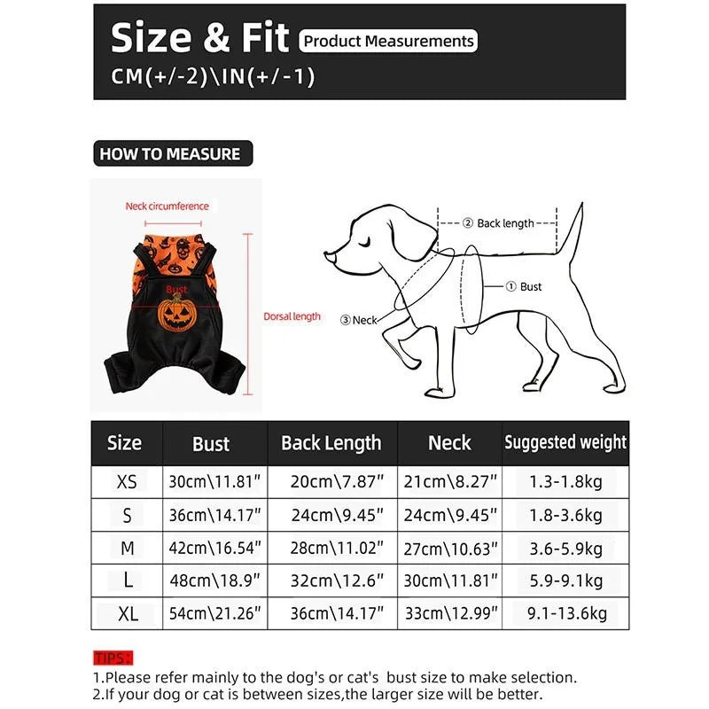 Halloween Pet Four-legged Costume All-over Jack-o'-Lantern Print Stretchy Polyester Material Easy Pull-on Closure for Halloween Party Daily Wear Small Pet Lovers dog costume dog halloween