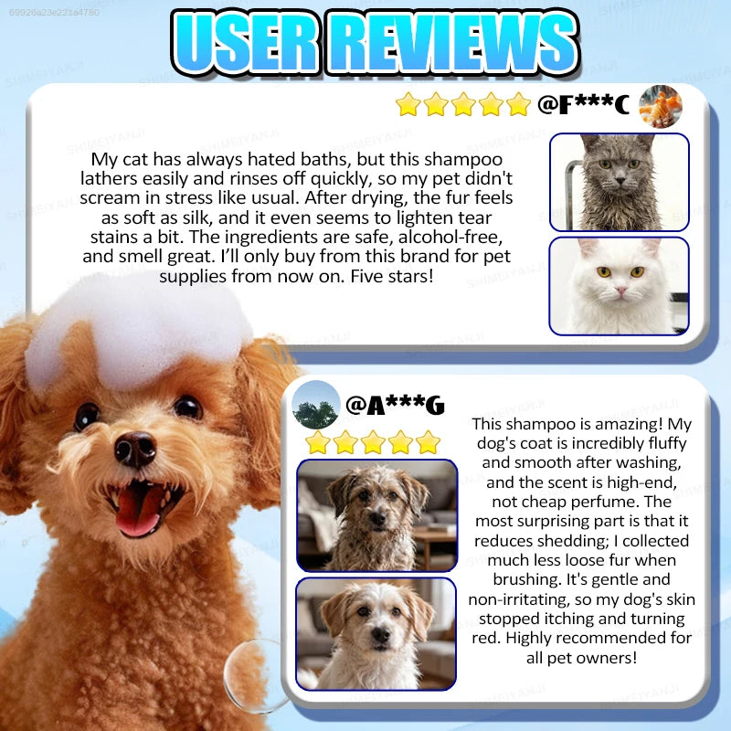 Pet Odor Control Bath Wash Moisturizing Cat Dog Shampoo Residue Free Mild Grooming Accessories