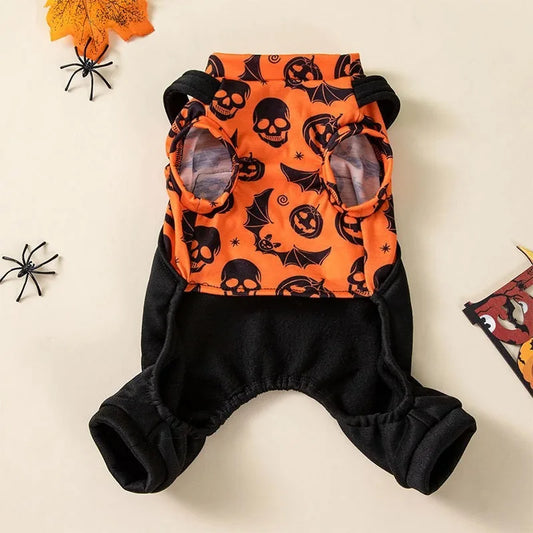 Halloween Pet Four-legged Costume All-over Jack-o'-Lantern Print Stretchy Polyester Material Easy Pull-on Closure for Halloween Party Daily Wear Small Pet Lovers dog costume dog halloween