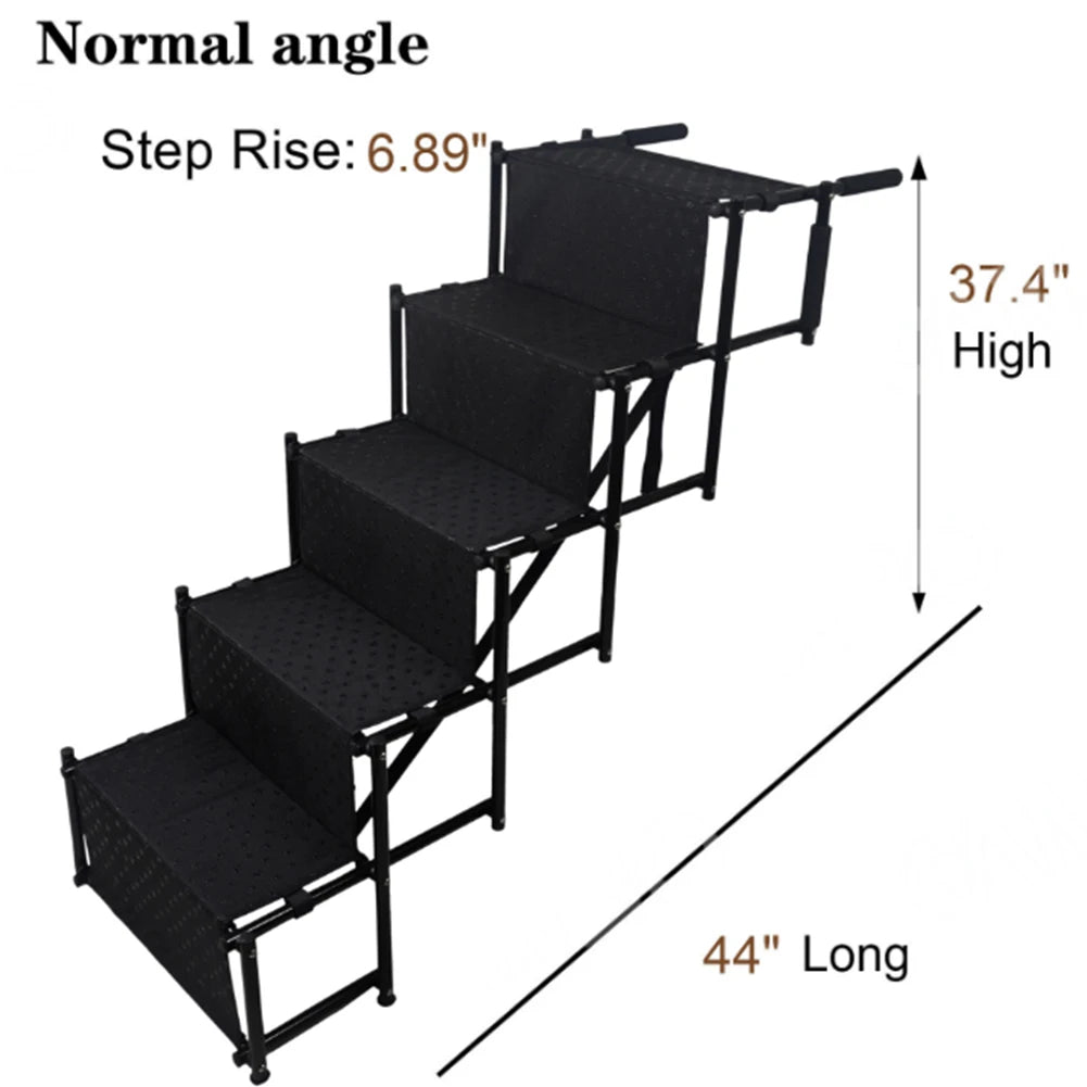 5 Steps Dog Car Ramp for Large Dog Support Up To 150 Lbs Foldable Pet Ladder Support Pet Stair for High Beds Trucks Cars and SUV