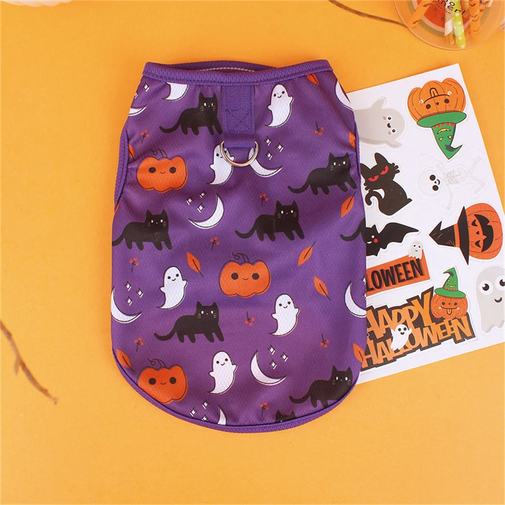 Halloween Puppy Cat Dog Vest Pumpkin Ghost Print Pet Clothes for Small Dogs Chiahuahua Pomeranian Vests mascotas Clothing Shirt