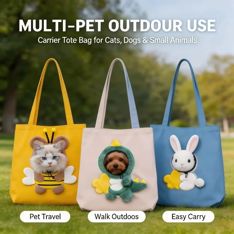 35cm Soft-Sided Portable Pet Handbag Lightweight Breathable Canvas Carrier Neck Hole Safety Buckle for Cats Dogs Pet Accessories