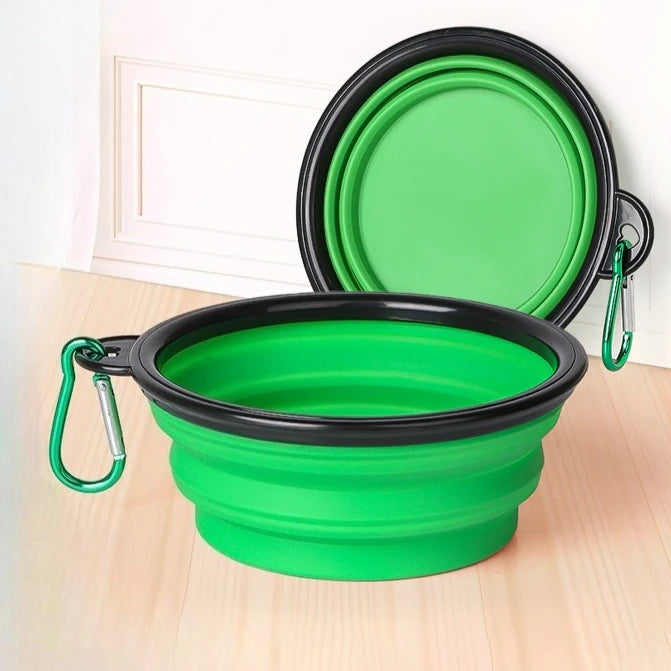 Portable Foldable Pet Bowl 350ml 1000ml Plastic Water and Food Bowl for Dogs Cats Collapsible Bowl with Buckle Black Frame Leak Proof Easy Grip Handle for Camping Hiking Travel Home Use Pet Travel Essential