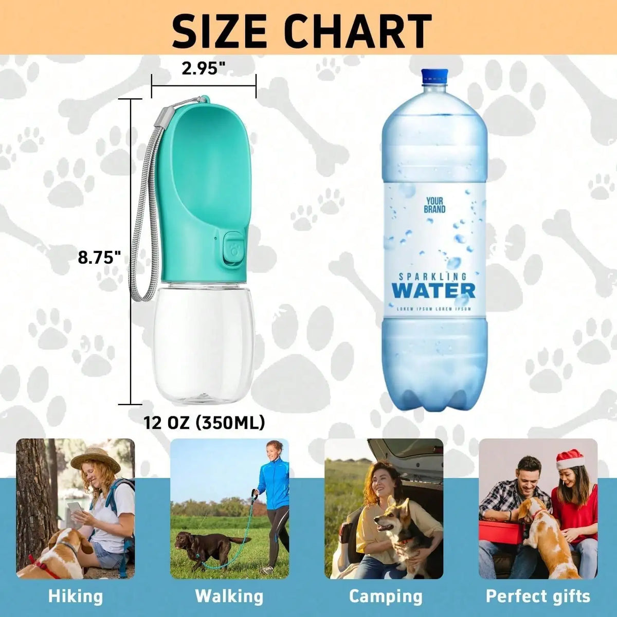 Pet Dog Water Bottle 300ML Puppy Drinking Bowls For Small Medium Dogs Cats Hiking Portable Cat Feeder Golden Retriever Supplies