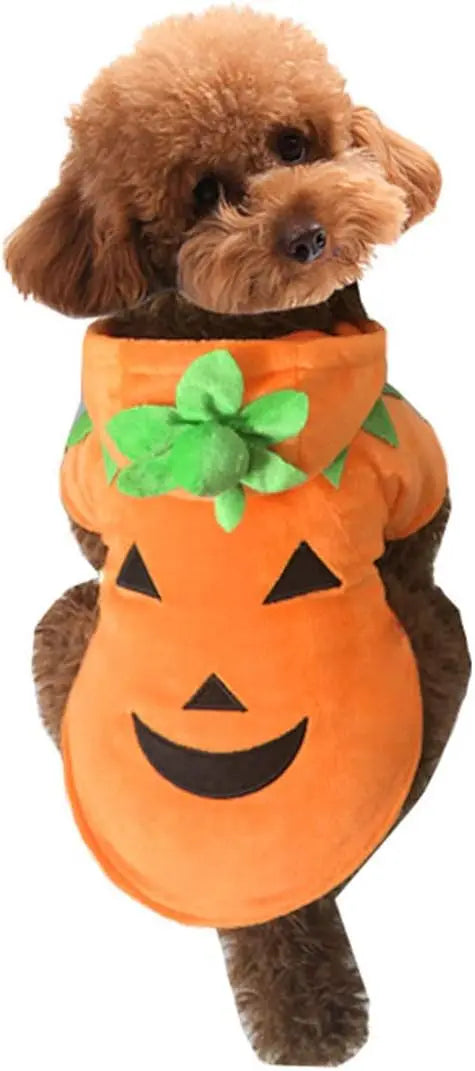 Dog Cat Halloween Pumpkin Costume,Pet Cosplay Costumes,Puppy Warm Outfits Fleece Hoodie Animal Autumn Winter Clothes (M Size) | Fleece Hoodie Animal Autumn Winter Clothes (M Size)