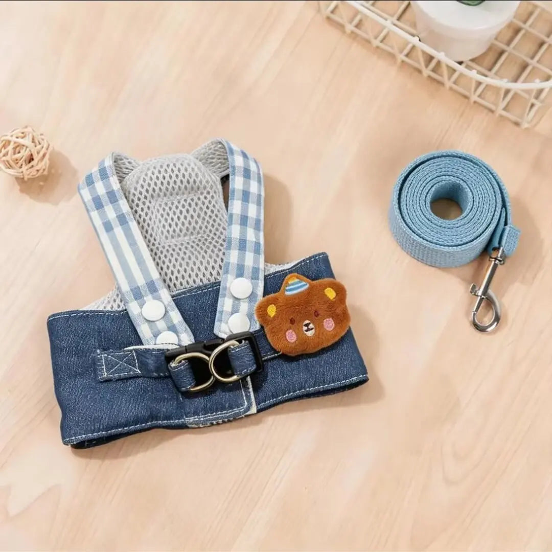 3Pcs Spring Summer Pet Dog Clothes For Small Dogs Cats Puppies Chest Harness Traction Rope Breathable Fabric Clothing Supplies