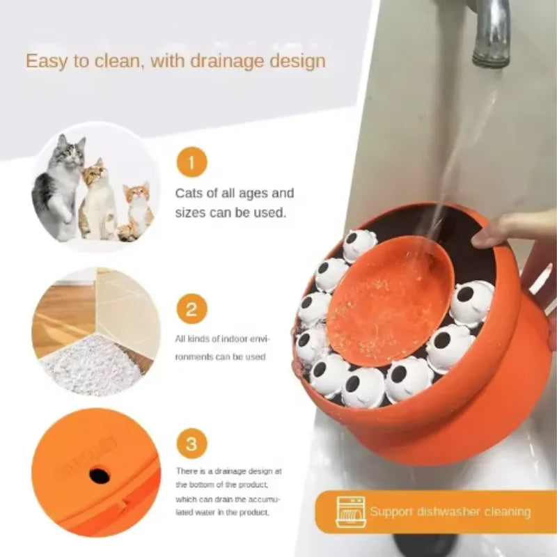 Interactive Cat Puzzle Feeder Toy Slow Feeder Bowl Treat Dispenser for Indoor Cats, Mental Stimulation Aid Digestion Enrichment Pet Game for Kitten