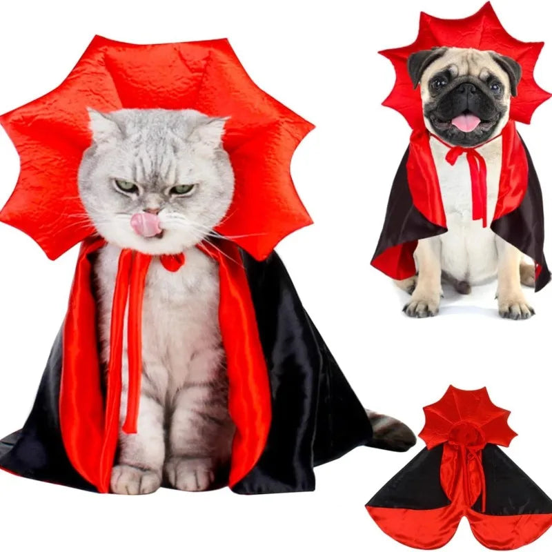 Halloween Pet Vampire Outfit Cape Decorative Gem Pendant Adjustable Velcro Closure Stiff Stand Collar for Halloween Cosplay Home Decor Pet Enthusiasts dog costumes for small dogs halloween dog