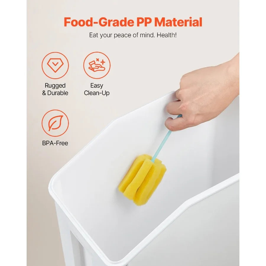 Rice Storage Container 3.5Gal/15Lx2 + 4.5Gal/20Lx2 Large Dog Food Dispenser Bin Kitchen Ingredient Grain Cereal Bin Pet Food Co