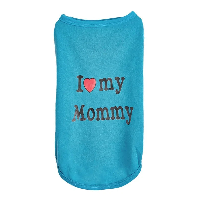 Pet Couple Clothes I Love My Daddy / Mom Puppy Tank Top Summer Sleeveless T-Shirt for Small Dogs Cute Pet Outfit
