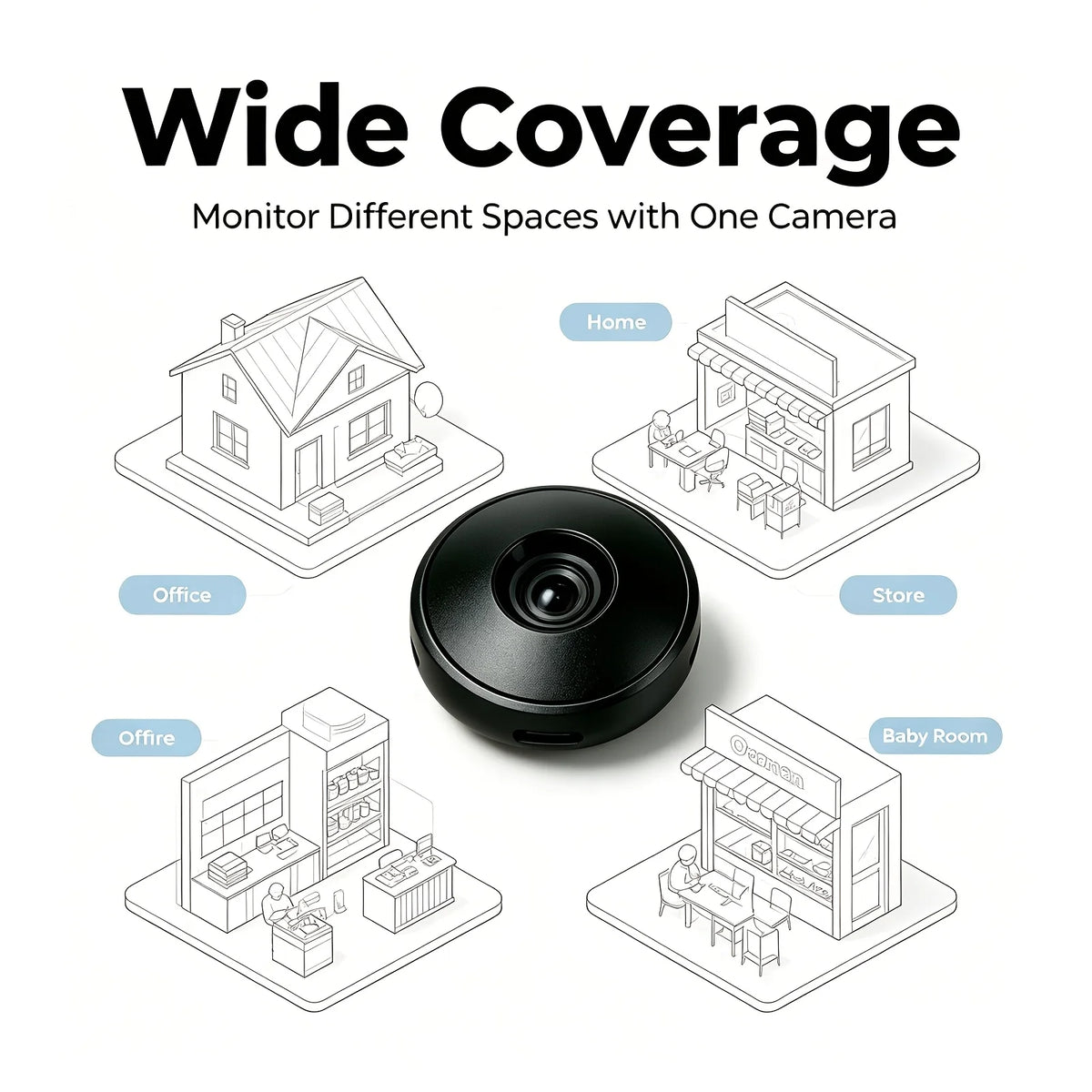 1080P HD Mini Security Camera Wireless WiFi Indoor Camera Magnetic Mount Night Vision Motion Detection Loop Recording Remote View for Home Baby Pet Office Surveillance