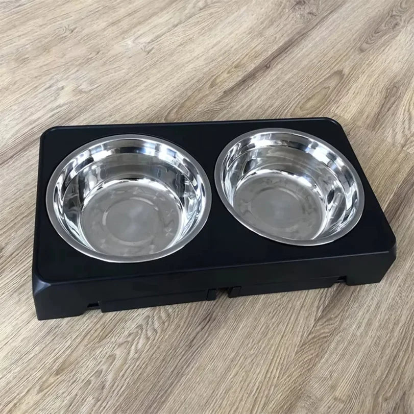 Elevated Dog Feeder Bowls Adjustable Raised Stand with Double Stainless Steel Food Water Bowls Small Medium Large Dogs