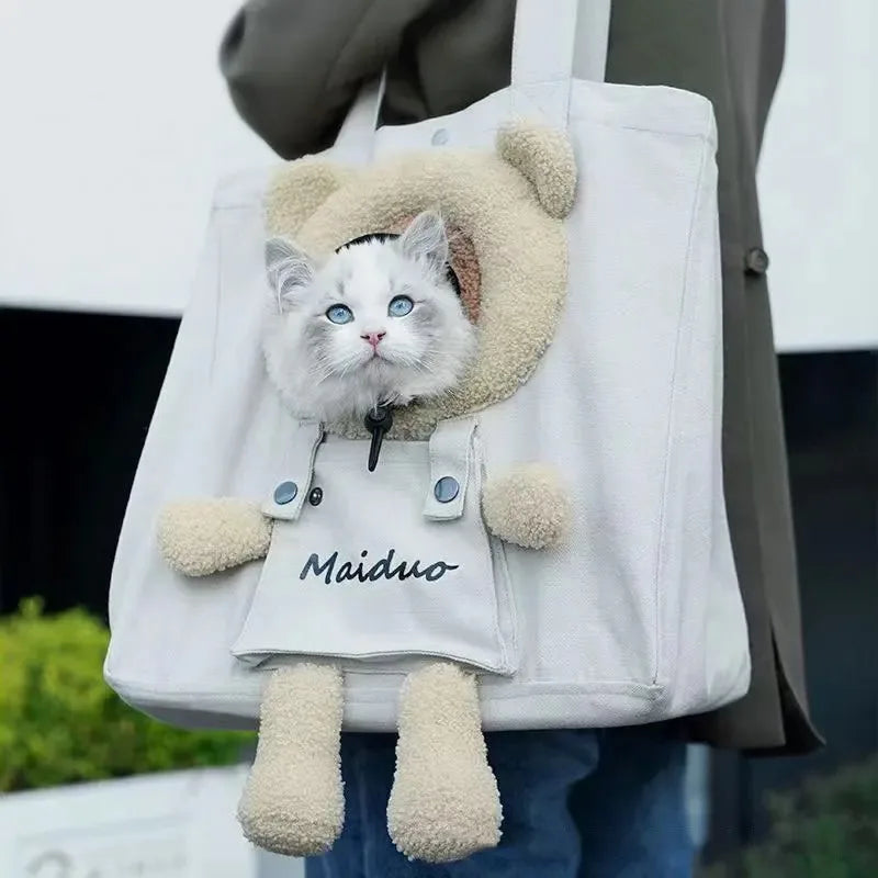 35cm Soft-Sided Portable Pet Handbag Lightweight Breathable Canvas Carrier Neck Hole Safety Buckle for Cats Dogs Pet Accessories