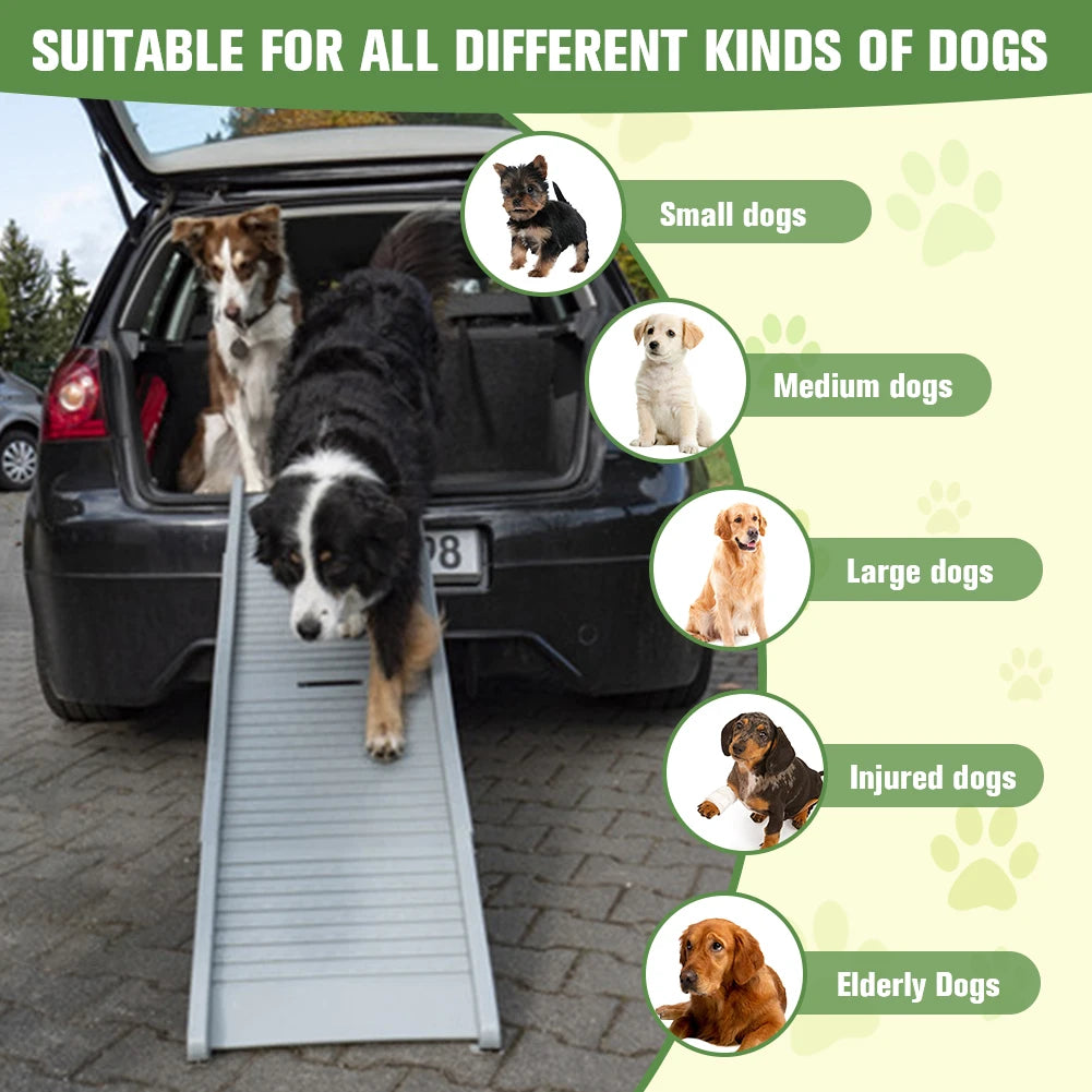 Folding Portable Dog Ramp Foldable Car Ramp for Dogs Non-Slip Rug Surface Pet Ramp Stairs for Medium & Large Dogs Get Into A Car
