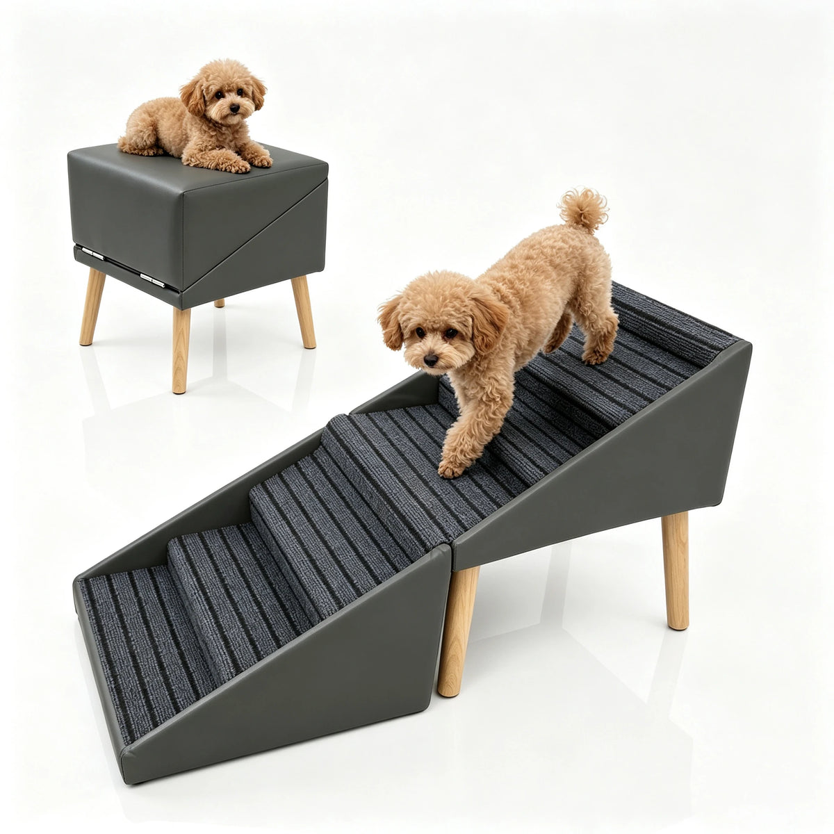 6 Step Dog Stairs Pet Ramp for Bed and Sofa Foldable Ottoman Non Slip Steps for Small Medium Large Dogs Indoor Furniture Access