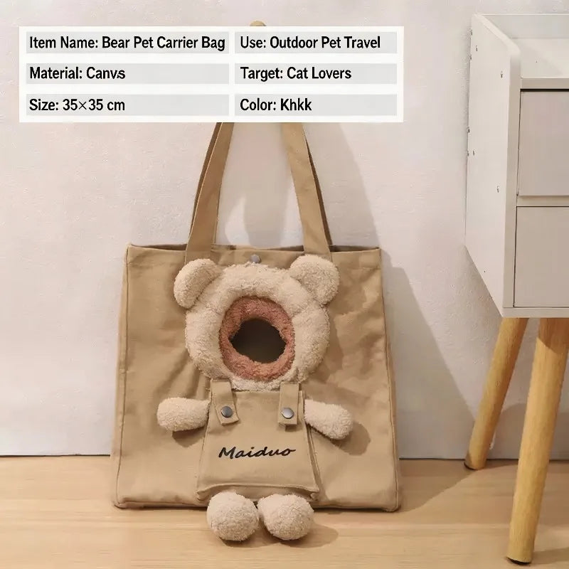 35cm Soft-Sided Portable Pet Handbag Lightweight Breathable Canvas Carrier Neck Hole Safety Buckle for Cats Dogs Pet Accessories