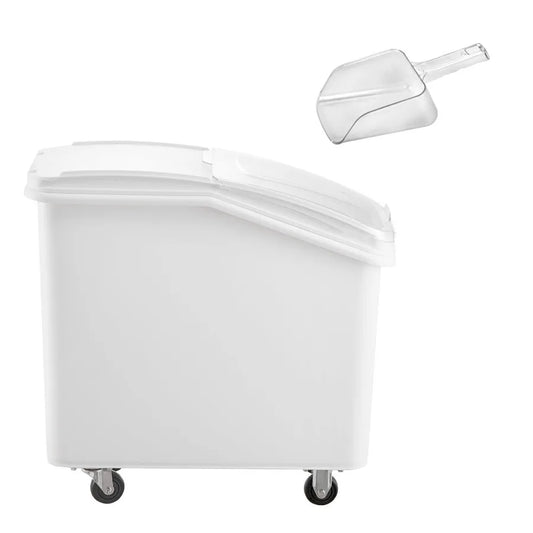 27Gallon/100L Large Rice Storage Container for Kitchen Ingredients Grain Cereal Flour Airtight Pet Food Dispenser Bin with Whee