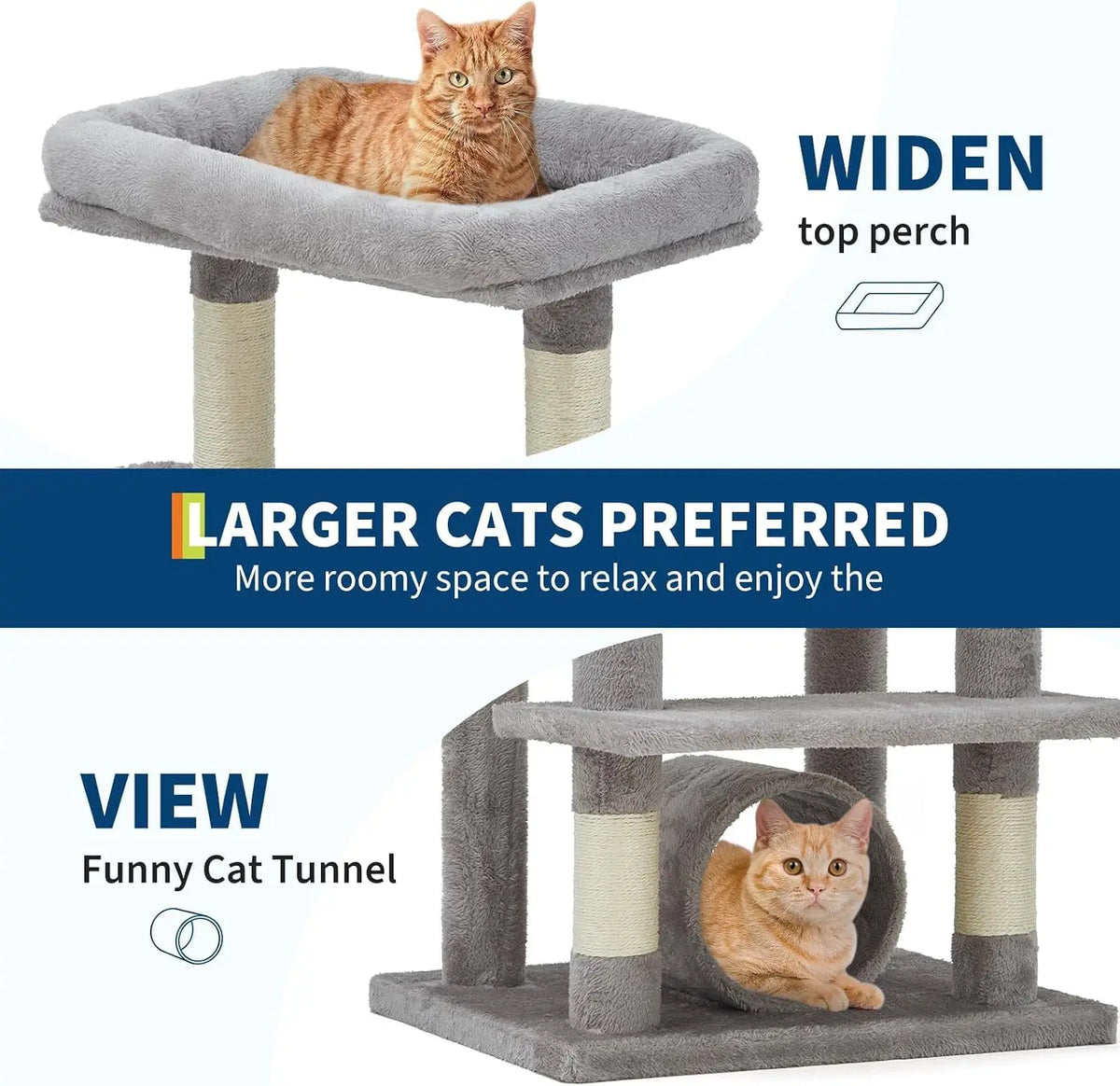 Cat Scratching Post Wear-Resistant Lint-Free Scratch-Resistant Pet Grooming Tool with Scratching Posts, Condo, Perches, Hammock & Tunnel Heavy Duty Cat Furniture for Indoor Cats