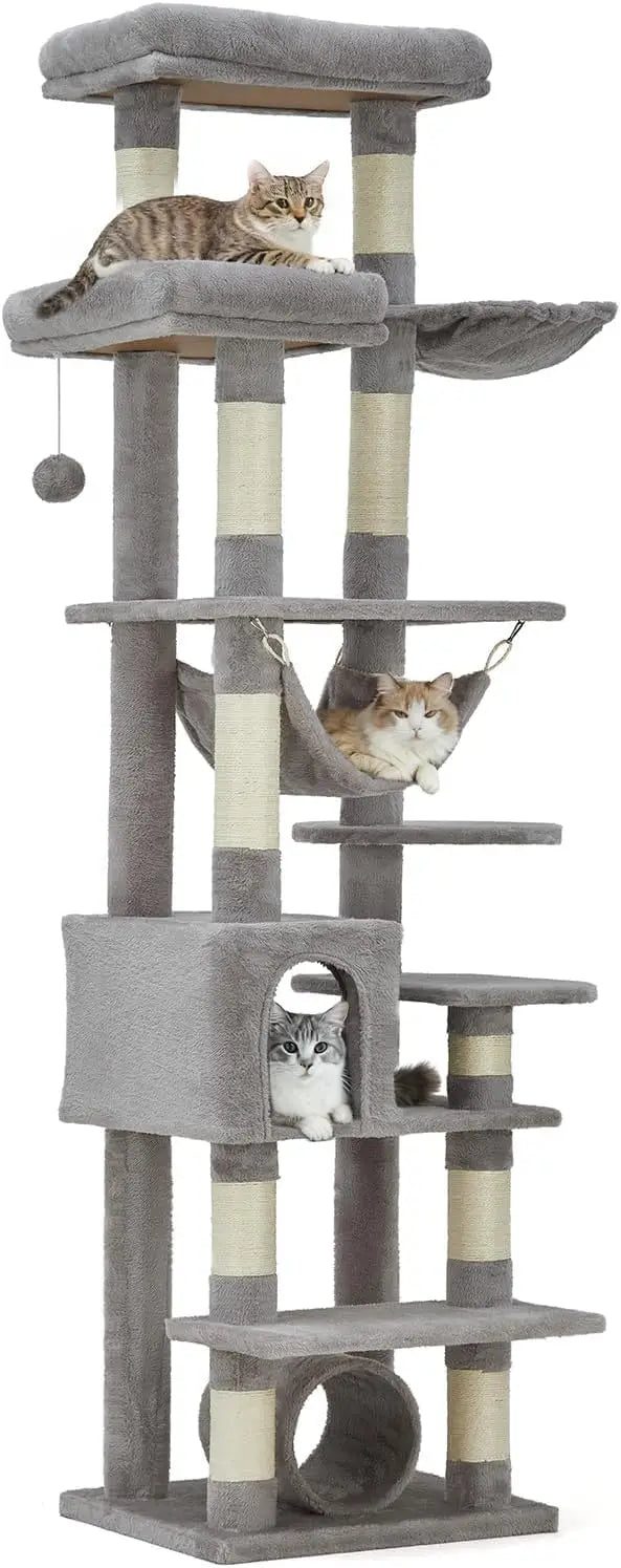 Cat Scratching Post Wear-Resistant Lint-Free Scratch-Resistant Pet Grooming Tool with Scratching Posts, Condo, Perches, Hammock & Tunnel Heavy Duty Cat Furniture for Indoor Cats
