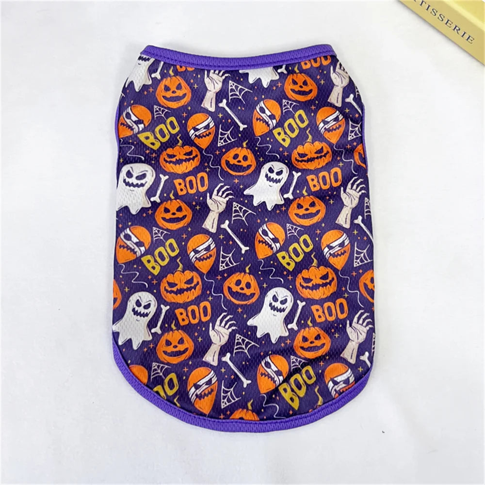 Halloween Puppy Cat Dog Vest Pumpkin Ghost Print Pet Clothes for Small Dogs Chiahuahua Pomeranian Vests mascotas Clothing Shirt