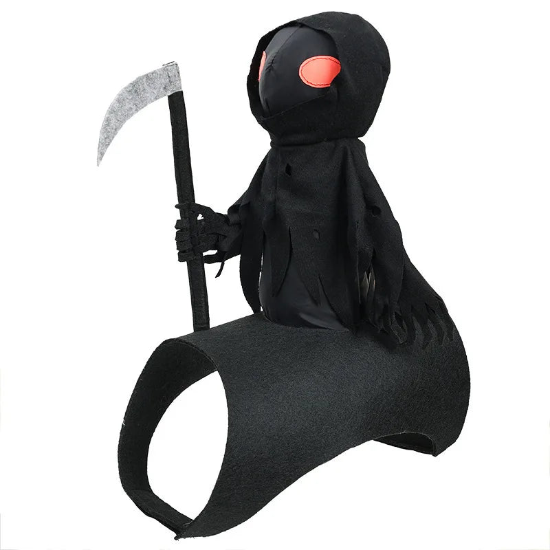 Halloween Dog Death Reaper Costume Handheld Scythe Prop Frayed Robe Edge Adjustable Fixing Strap for Halloween Parade Cosplay Contest Pet Gift Buyers halloween dog halloween dog
