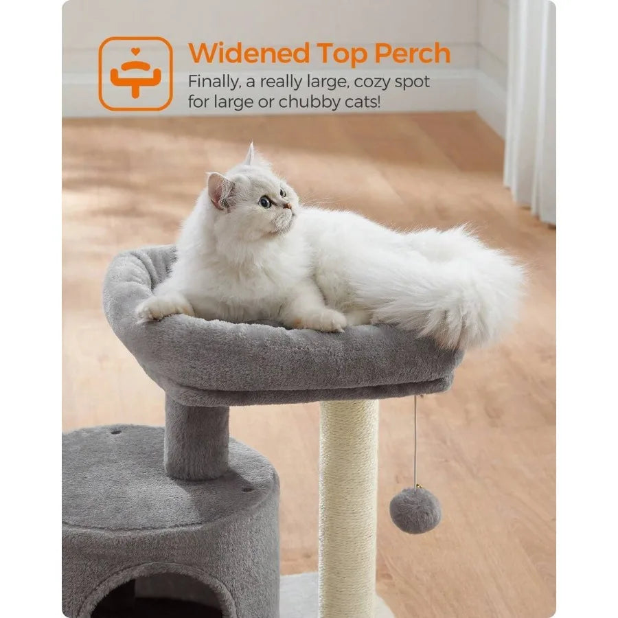 Cat Tree, Cat Tower With Sisal-Covered Scratching Post, Cat Condo With Padded Perch, For Small Spaces, Kittens