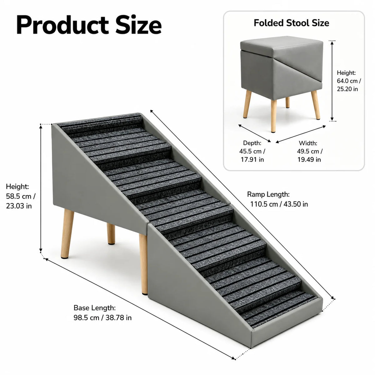 6 Step Dog Stairs Pet Ramp for Bed and Sofa Foldable Ottoman Non Slip Steps for Small Medium Large Dogs Indoor Furniture Access