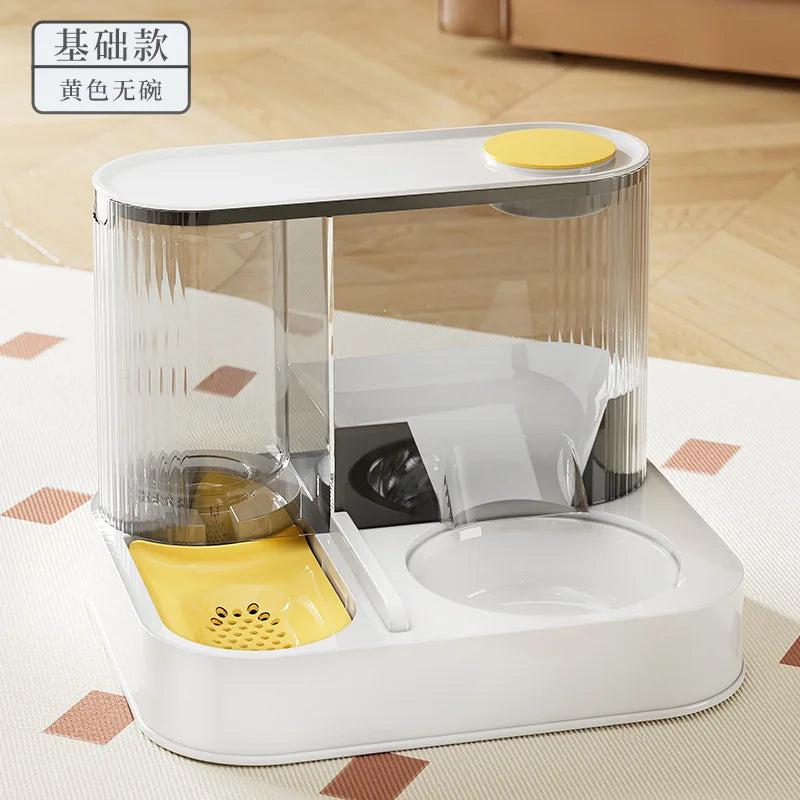 Two in One Automatic Pet Feeder and Water Dispenser with Dual Bowls for Cats and Small Dogs