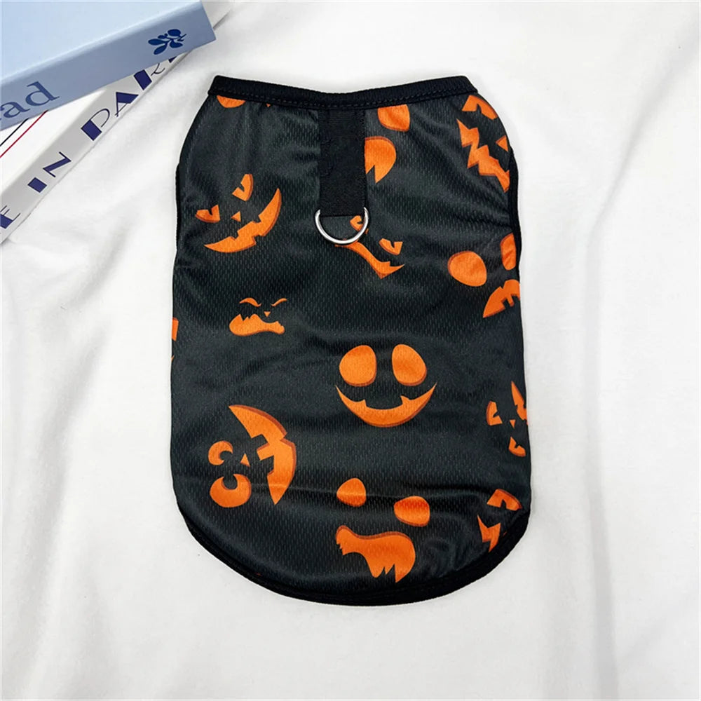 Halloween Puppy Cat Dog Vest Pumpkin Ghost Print Pet Clothes for Small Dogs Chiahuahua Pomeranian Vests mascotas Clothing Shirt