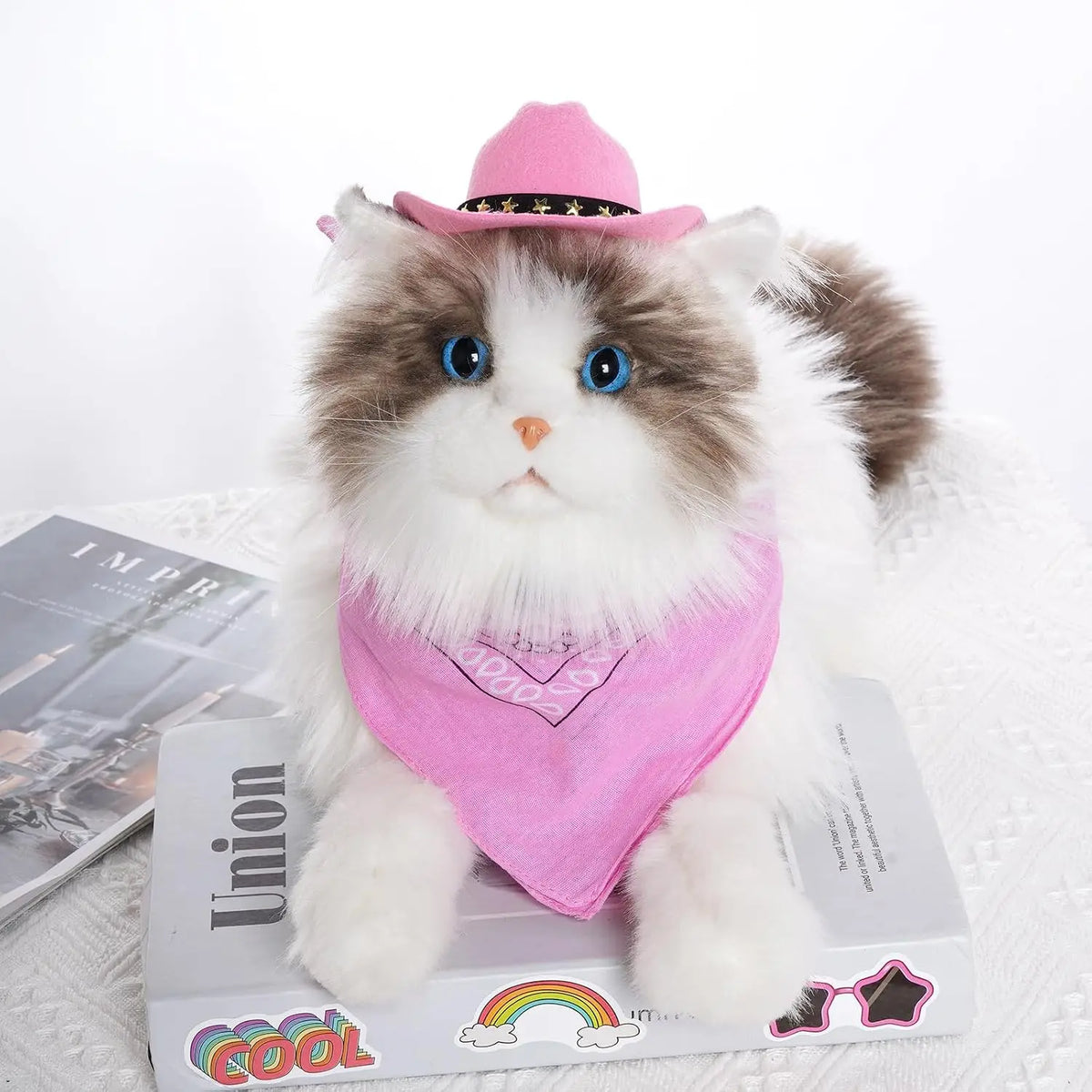 Halloween Costumes for Dogs Cat Pet Cowboy Costume Cowboy Hat with Bandana Set for Halloween, Christmas, Holiday, Party, Cosplay (Pink, Small)