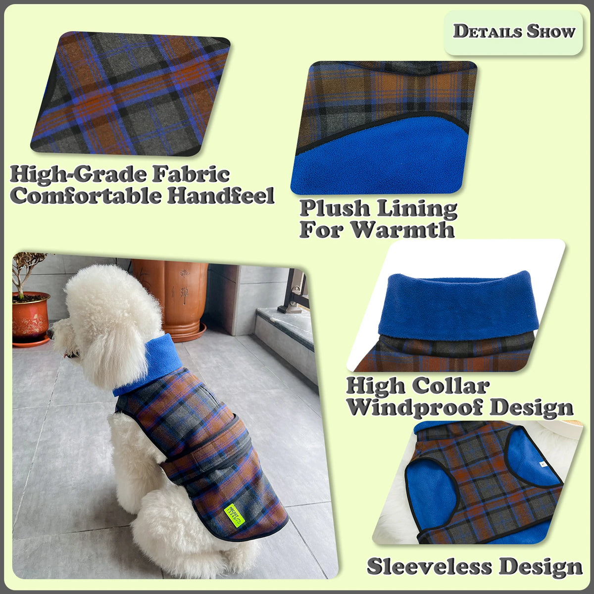 Stylish Water Repellent Warm Cosy Puppy Dog Apparel Warm Large Fluffy Stretch Dog Clothes Jumpers Vest Coat