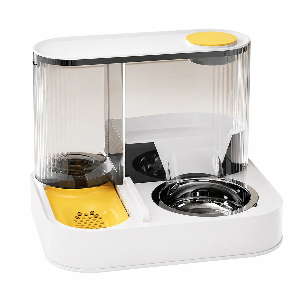 Two in One Automatic Pet Feeder and Water Dispenser with Dual Bowls for Cats and Small Dogs