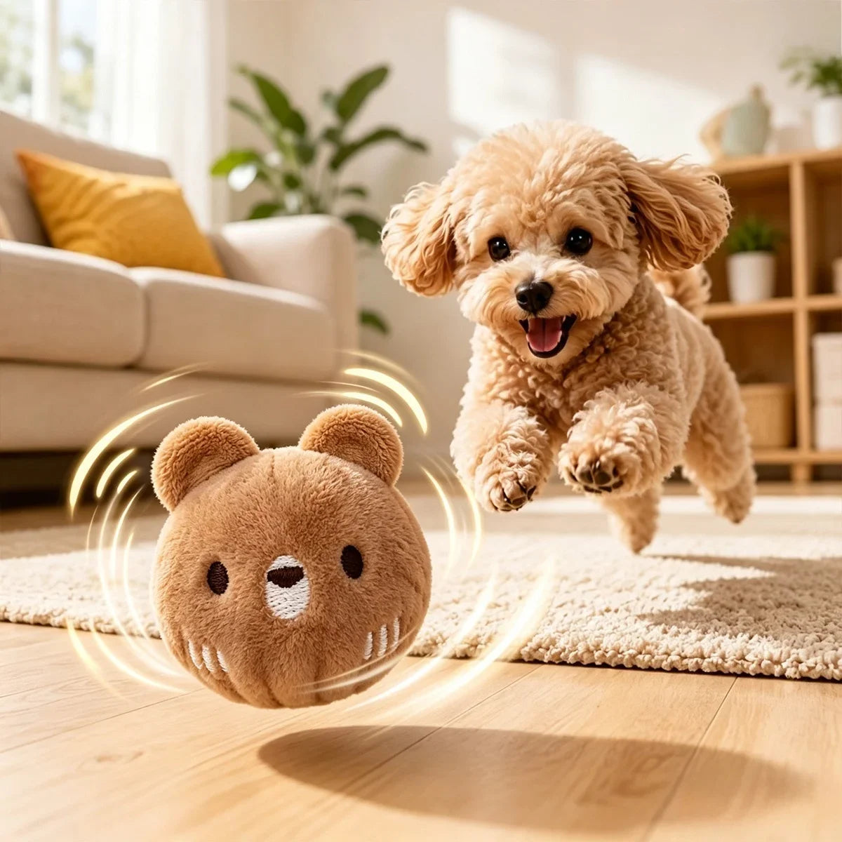 One brown panda bouncy ball with sound, suitable for cats, scratching, and teething. It's a pet toy, dog teething toy, and featu