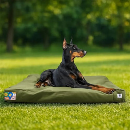 42 Inch Indestructible Canvas Outdoor Dog Bed for Extra Large Dogs, Chew Proof Waterproof Pet Bed with Machine Washable Removable Cover, Durable Indoor Patio Pet Pad for Crate, Green