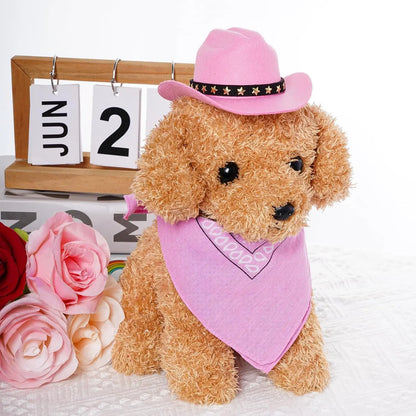 Halloween Costumes for Dogs Cat Pet Cowboy Costume Cowboy Hat with Bandana Set for Halloween, Christmas, Holiday, Party, Cosplay (Pink, Small)