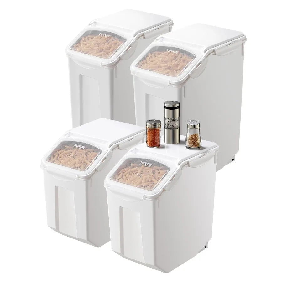 Rice Storage Container 3.5Gal/15Lx2 + 4.5Gal/20Lx2 Large Dog Food Dispenser Bin Kitchen Ingredient Grain Cereal Bin Pet Food Co