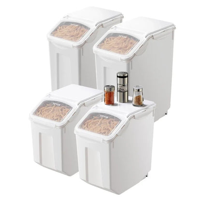 Rice Storage Container 3.5Gal/15Lx2 + 4.5Gal/20Lx2 Large Dog Food Dispenser Bin Kitchen Ingredient Grain Cereal Bin Pet Food Co