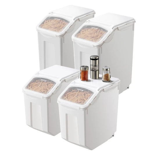 Rice Storage Container 3.5Gal/15Lx2 + 4.5Gal/20Lx2 Large Dog Food Dispenser Bin Kitchen Ingredient Grain Cereal Bin Pet Food Co