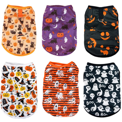 Halloween Puppy Cat Dog Vest Pumpkin Ghost Print Pet Clothes for Small Dogs Chiahuahua Pomeranian Vests mascotas Clothing Shirt