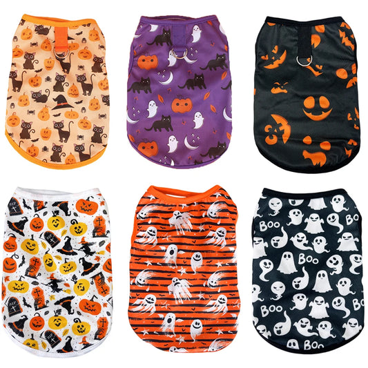 Halloween Puppy Cat Dog Vest Pumpkin Ghost Print Pet Clothes for Small Dogs Chiahuahua Pomeranian Vests mascotas Clothing Shirt