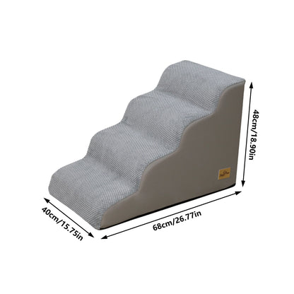 3/4/5 Steps Dog Stairs for Small Dogs Curved Dog Step Pet Ramp with Removable Cover for Sofa Bed or Chair High-Density Sponge Foam