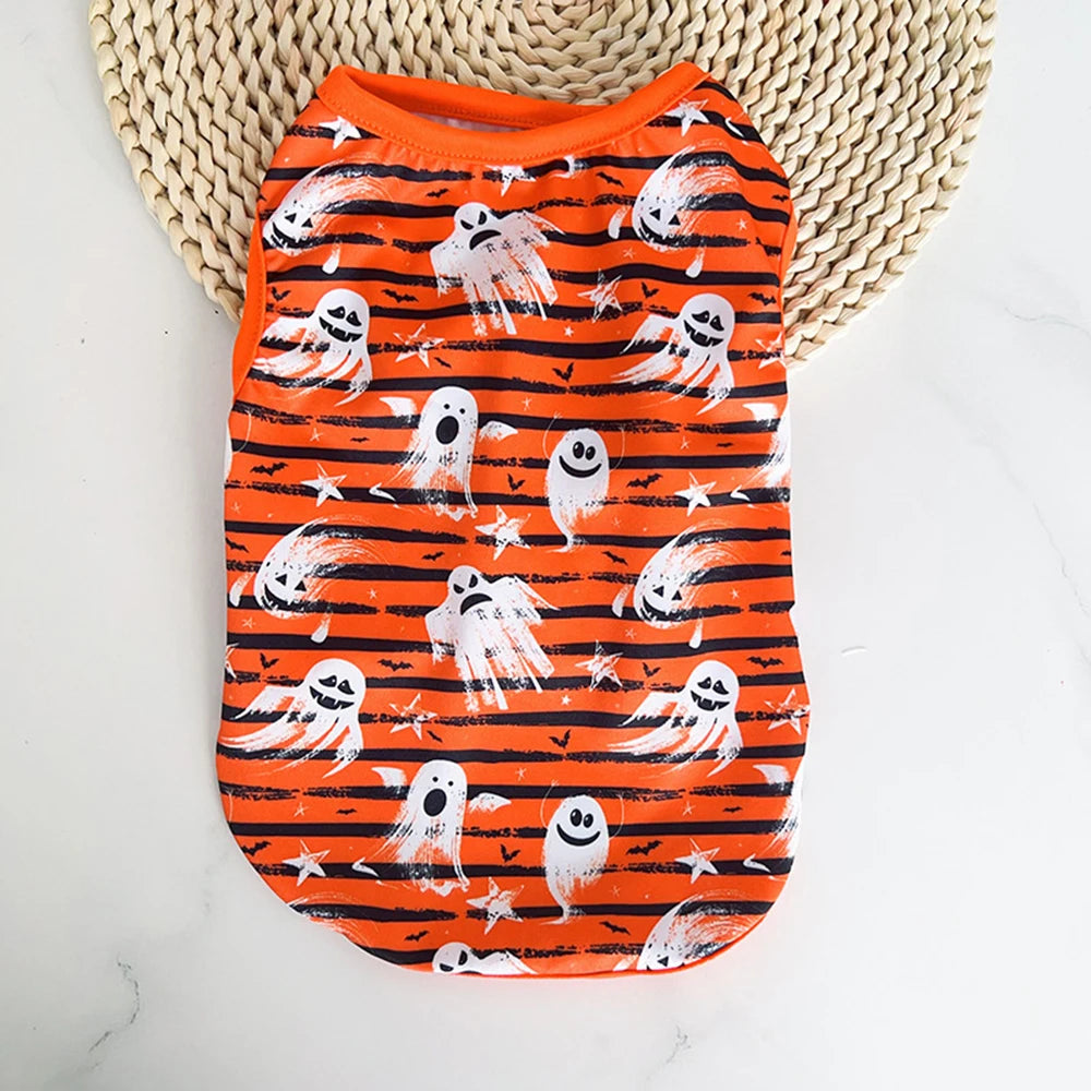 Halloween Puppy Cat Dog Vest Pumpkin Ghost Print Pet Clothes for Small Dogs Chiahuahua Pomeranian Vests mascotas Clothing Shirt