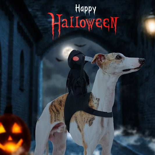 Halloween Dog Death Reaper Costume Handheld Scythe Prop Frayed Robe Edge Adjustable Fixing Strap for Halloween Parade Cosplay Contest Pet Gift Buyers halloween dog halloween dog