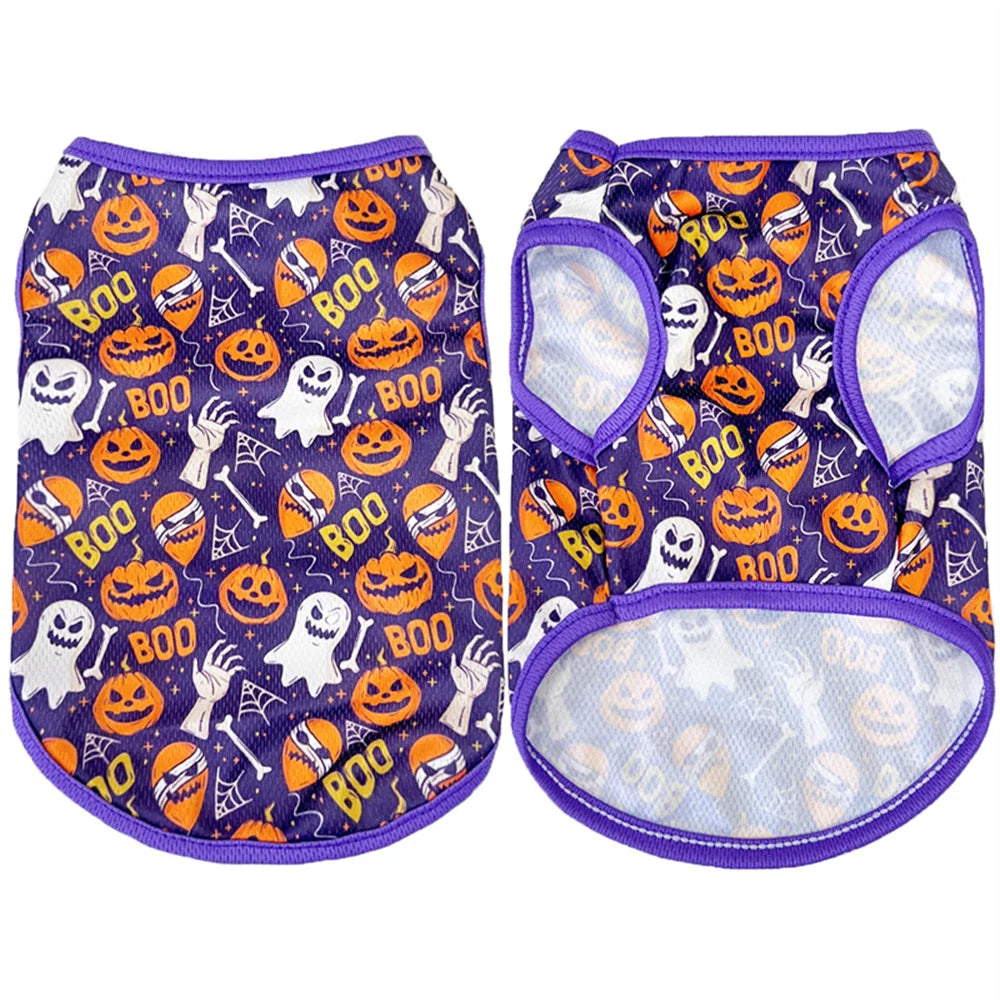 Halloween Puppy Cat Dog Vest Pumpkin Ghost Print Pet Clothes for Small Dogs Chiahuahua Pomeranian Vests mascotas Clothing Shirt