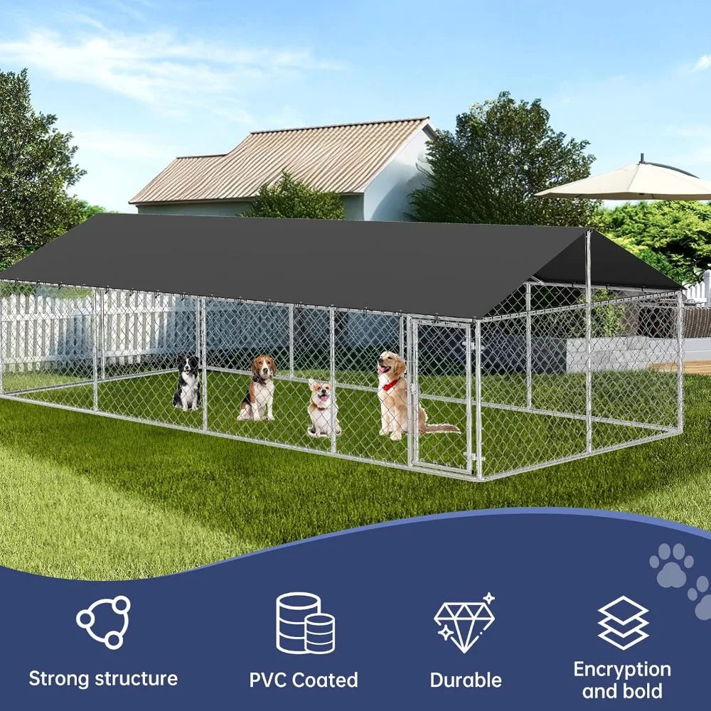 Outdoor Dog Enclosure: Heavy Duty Mesh Kennel House with Secure Lock