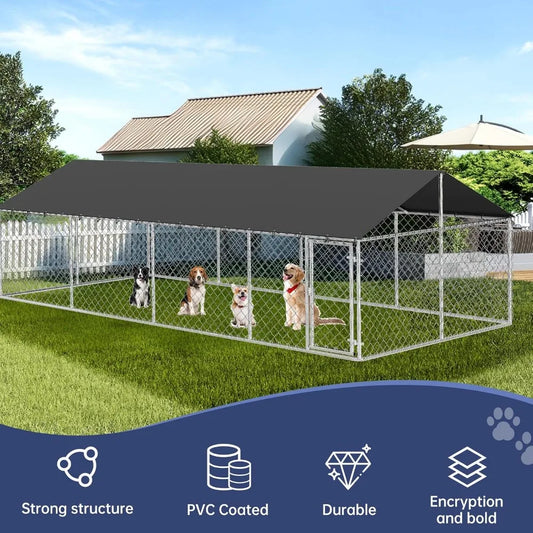 Outdoor Dog Enclosure: Heavy Duty Mesh Kennel House with Secure Lock